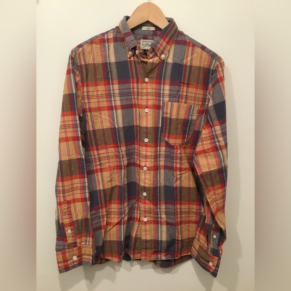 J. Crew Long Sleeve Buttondown Shirt in Orange